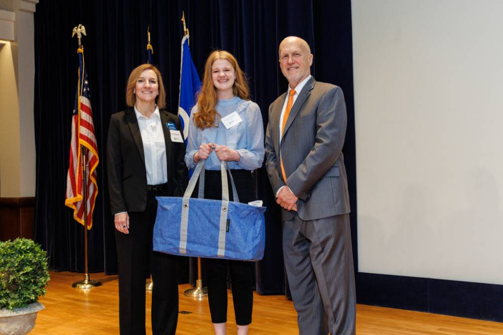 From left to right, People's Choice Winners Dolly Kellogg and Autumn Cannon with Dr. Potteiger.